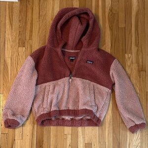 Patagonia Kids Fleece Jacket in Pink and maroon
